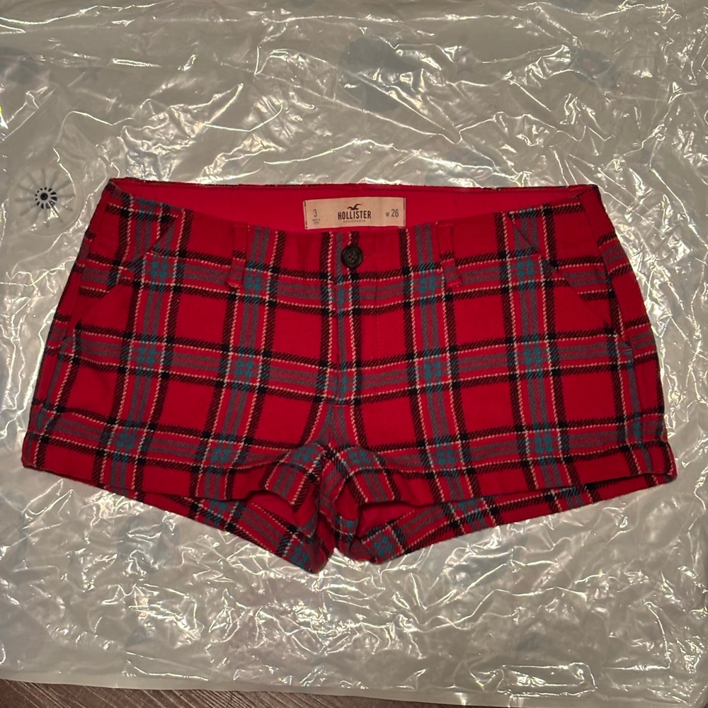 Hollister Women's Red Plaid Jean Shorts
